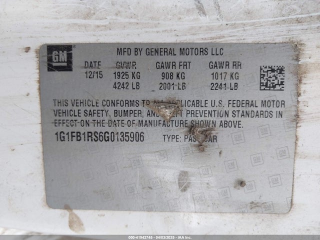1G1FB1RS6G0135906 Chevrolet Camaro 1lt