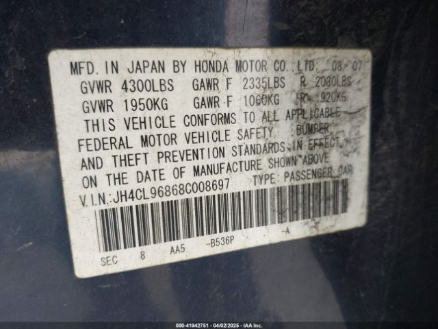 2008 ACURA TSX JH4CL96868C008697 Photo 8