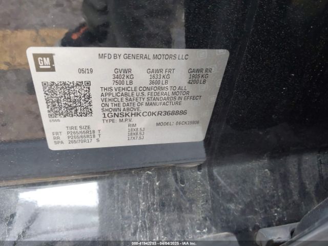 1GNSKHKC0KR368886 Chevrolet Suburban Lt