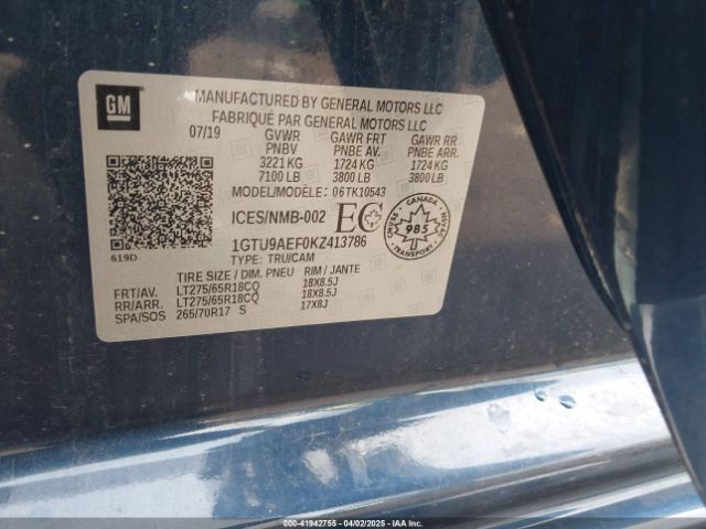 1GTU9AEF0KZ413786 GMC SIERRA 1500