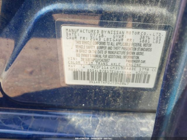 3N1AB7AP0JY342867 Nissan SENTRA S