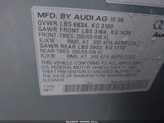2007 AUDI Q7 WA1BY74L07D053602 Photo 8