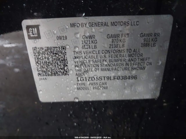 1G1ZD5ST9LF038496 Chevrolet Malibu Fwd Lt