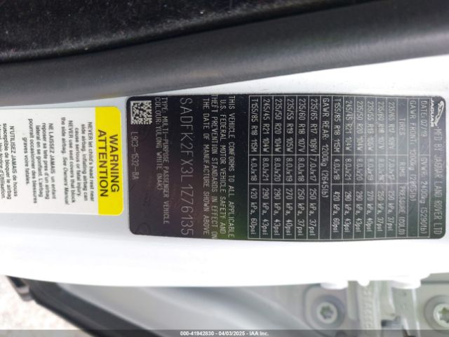 2020 JAGUAR E-PACE SADFK2FX3L1Z76135 Photo 8