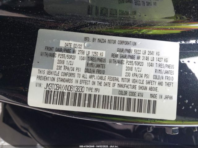 JM3TCBAYXN0613830 Mazda Cx-9 Touring Plus