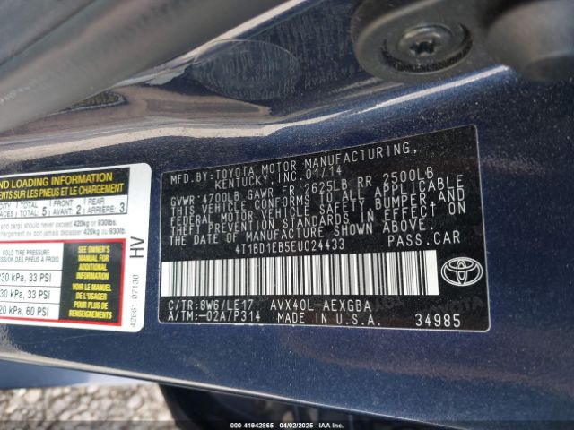 4T1BD1EB5EU024433 Toyota Avalon Hybrid Xle Touring