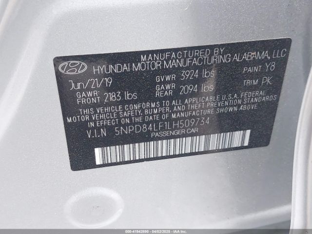 5NPD84LF1LH509734 Hyundai ELANTRA SEL