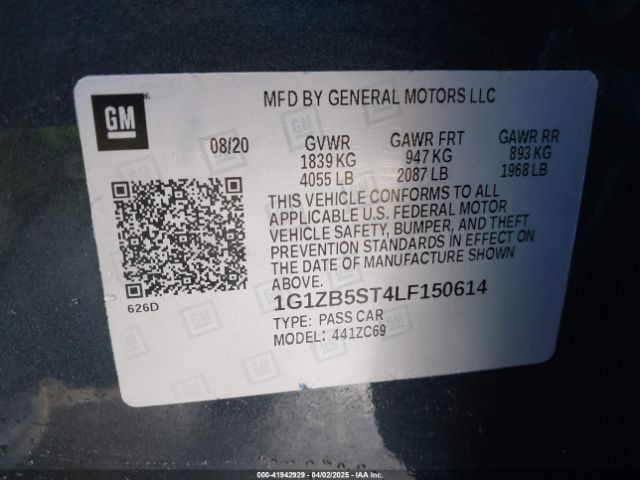 1G1ZB5ST4LF150614 Chevrolet Malibu Fwd Ls