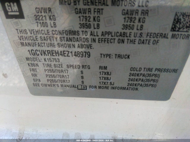 1GCVKREH4EZ148979 Chevrolet Silverado 1500 1lt