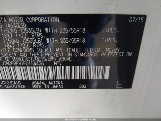 JTMDFREV1FD154436 Toyota Rav4 Limited