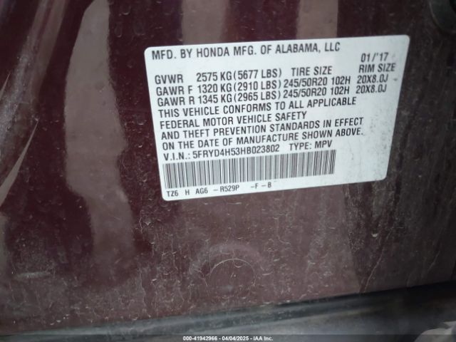 5FRYD4H53HB023802 Acura Mdx Technology Package
