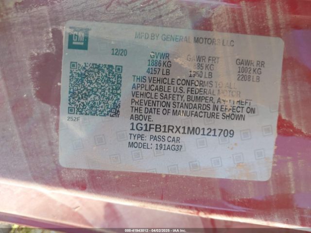 2021 CHEVROLET CAMARO 1G1FB1RX1M0121709 Photo 8