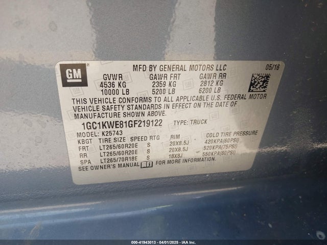 1GC1KWE81GF219122 Chevrolet Silverado 2500hd Ltz