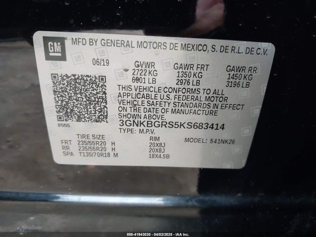 3GNKBGRS5KS683414 Chevrolet Blazer