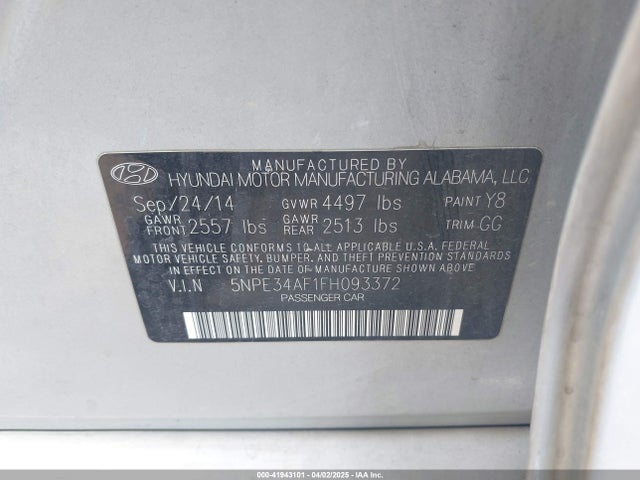 5NPE34AF1FH093372 Hyundai Sonata Sport