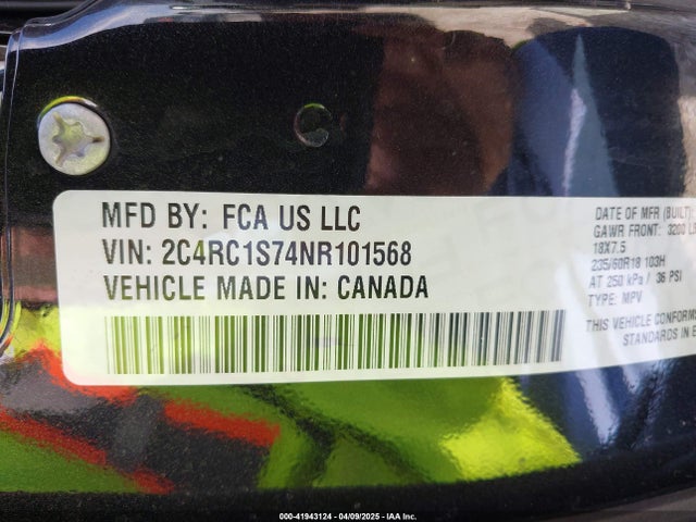 2C4RC1S74NR101568 Chrysler Pacifica Hybrid Limited
