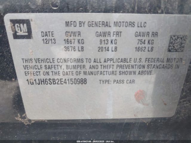 1G1JH6SB2E4150988 Chevrolet Sonic Rs Manual
