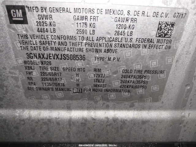 Chevrolet EQUINOX LT 2018 3GNAXJEVXJS508536 Image 9
