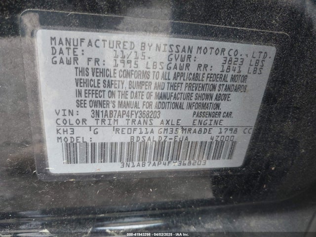 3N1AB7AP4FY368203 Nissan SENTRA SV