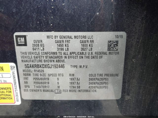 5GAKRBKDXGJ192446 Buick Enclave Leather