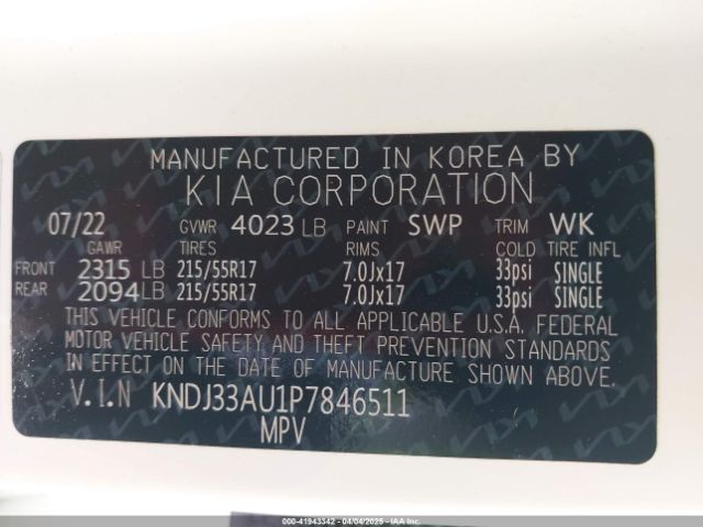 KNDJ33AU1P7846511 KIA SOUL EX