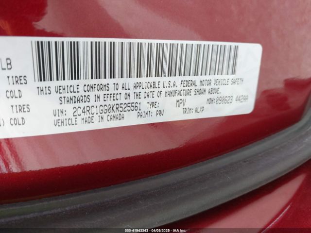 2C4RC1GG0KR525561 Chrysler Pacifica Limited