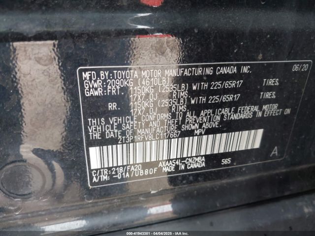 2T3P1RFV8LC117667 Toyota Rav4 Xle