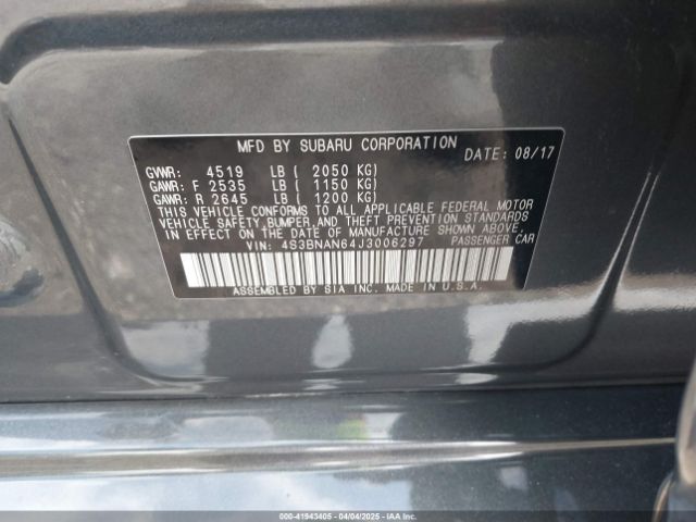 4S3BNAN64J3006297 Subaru Legacy 2.5i Limited