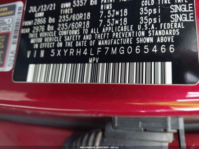 5XYRH4LF7MG065466 KIA SORENTO EX