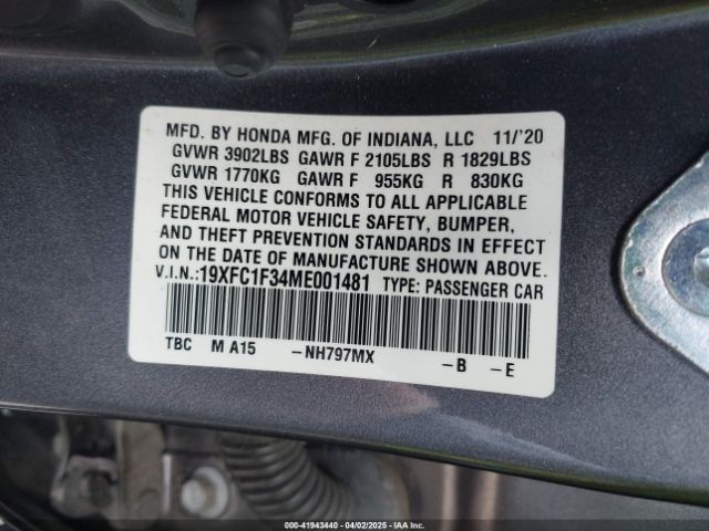 19XFC1F34ME001481 Honda CIVIC EX