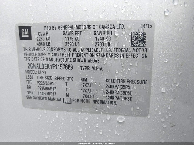 2GNALBEK1F1157669 Chevrolet EQUINOX 1LT
