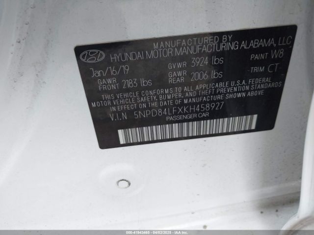 5NPD84LFXKH458927 Hyundai Elantra Value Edition