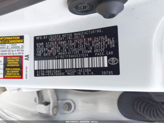 4T1BZ1FB4KU037024 Toyota AVALON XLE