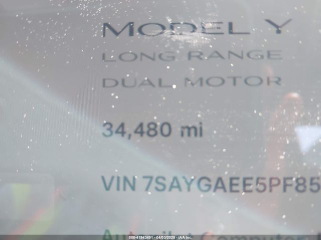 7SAYGAEE5PF855834 Tesla Model Y Awd/long Range Dual Motor All-wheel Drive
