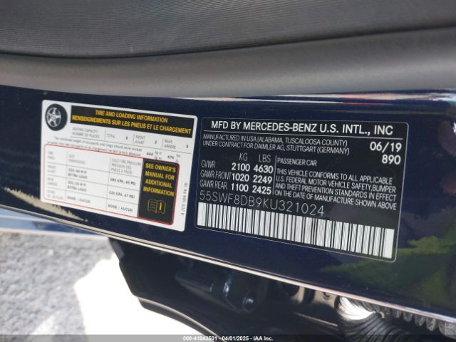55SWF8DB9KU321024 Mercedes-Benz C 300