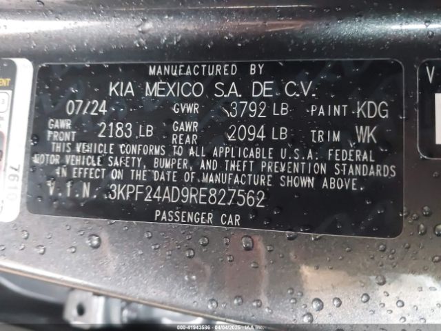 3KPF24AD9RE827562 KIA Forte Lxs
