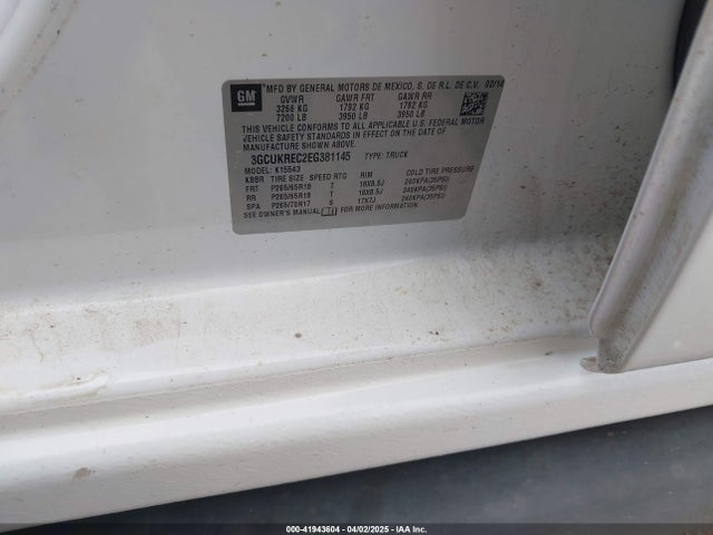 3GCUKREC2EG381145 Chevrolet Silverado 1500 2lt