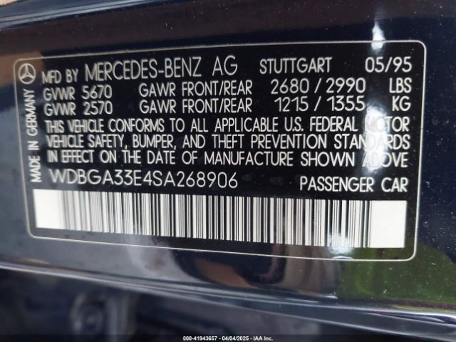 1995 MERCEDES-BENZ S WDBGA33E4SA268906 Photo 8