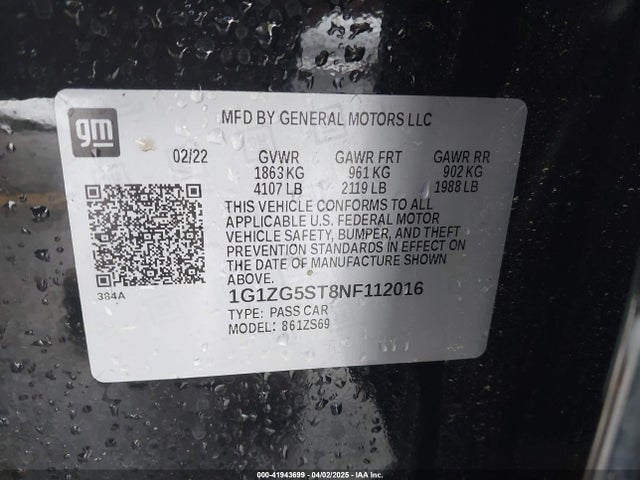 1G1ZG5ST8NF112016 Chevrolet Malibu Fwd Rs