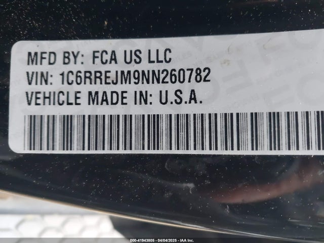 1C6RREJM9NN260782 RAM 1500 Laramie  4x2 5'7 Box