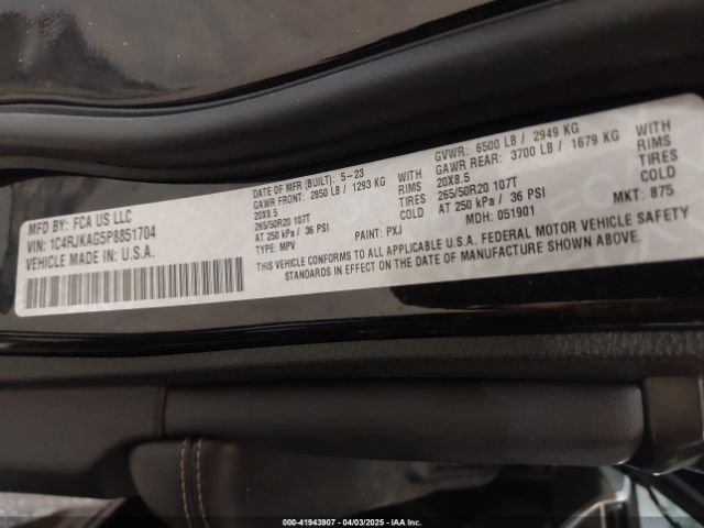 1C4RJKAG5P8851704 Jeep Grand Cherokee L Altitude 4x4