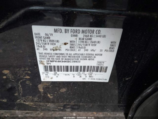 2FMPK4K94KBC39933 Ford Edge Titanium