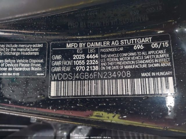 WDDSJ4GB6FN234908 Mercedes-Benz CLA 250 4MATIC