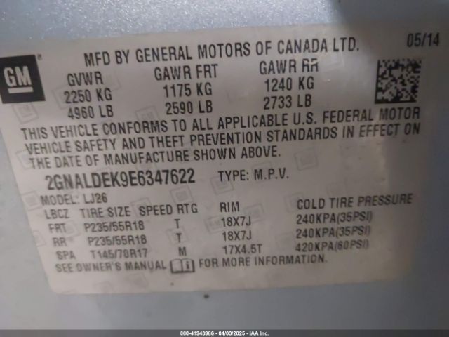 2GNALDEK9E6347622 Chevrolet Equinox Ltz