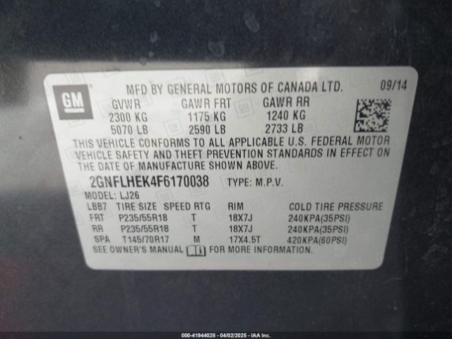 2GNFLHEK4F6170038 Chevrolet Equinox Ltz