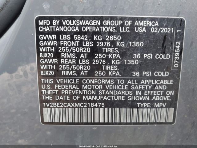 2021 VOLKSWAGEN ATLAS CROSS SPORT 1V2BE2CAXMC218475 Photo 8