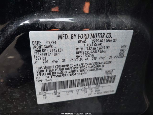 3FTTW8R97RRA68644 Ford Maverick Lariat