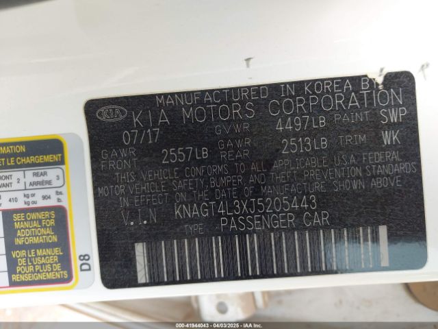 KNAGT4L3XJ5205443 KIA Optima Lx