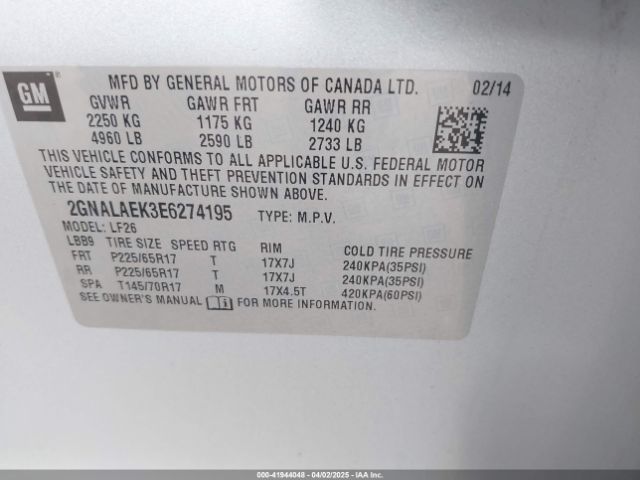 2GNALAEK3E6274195 Chevrolet EQUINOX LS