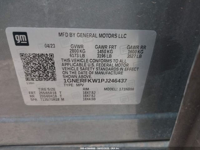 1GNERFKW1PJ246437 Chevrolet Traverse Fwd Ls